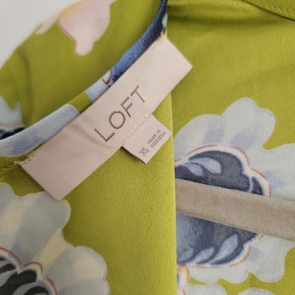 LOFT green floral silky short dress - Picture 6 of 9